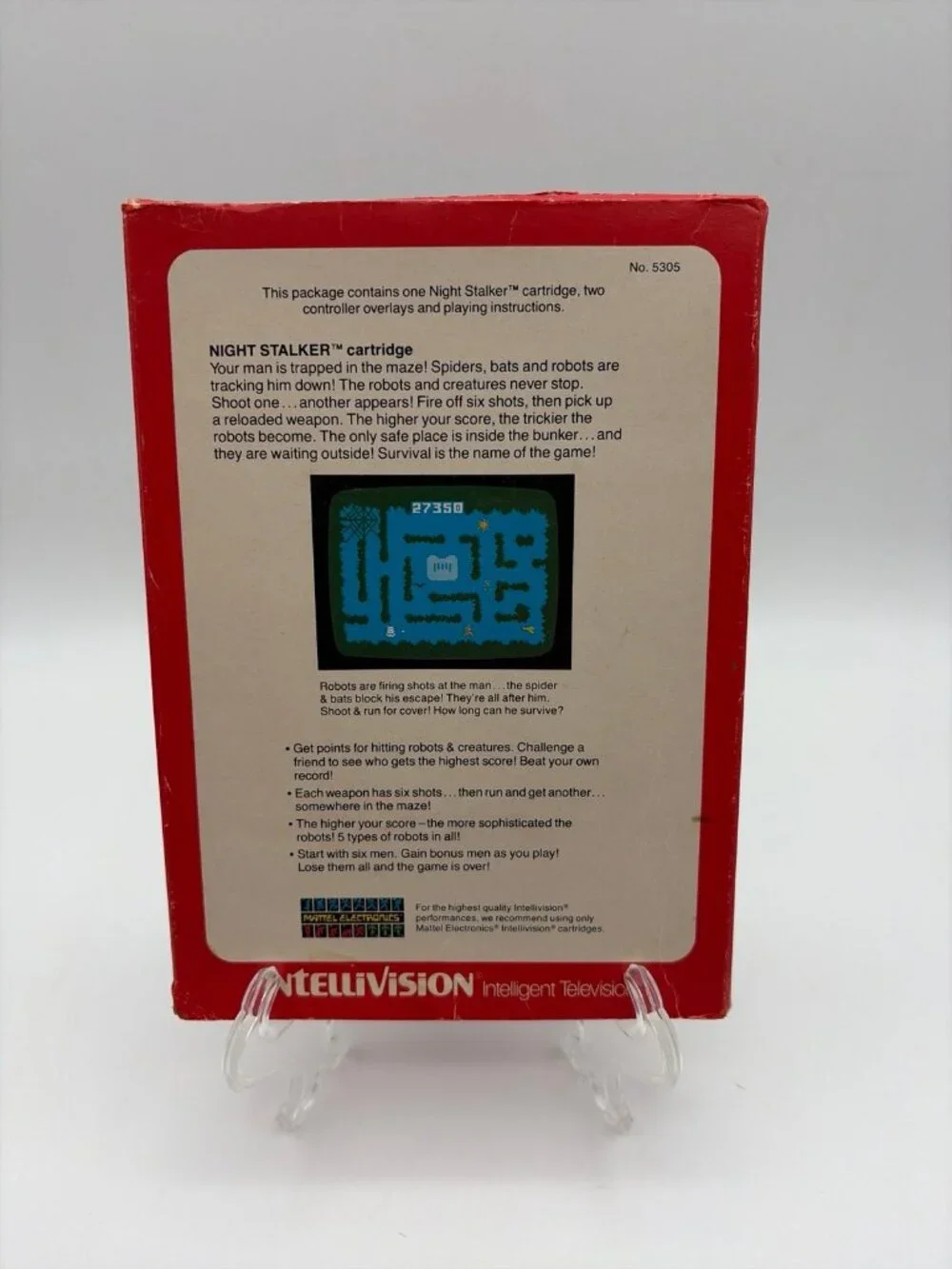 Night Stalker (Mattel Intellivision, 1982) Game Box and Manual Only Tested Works